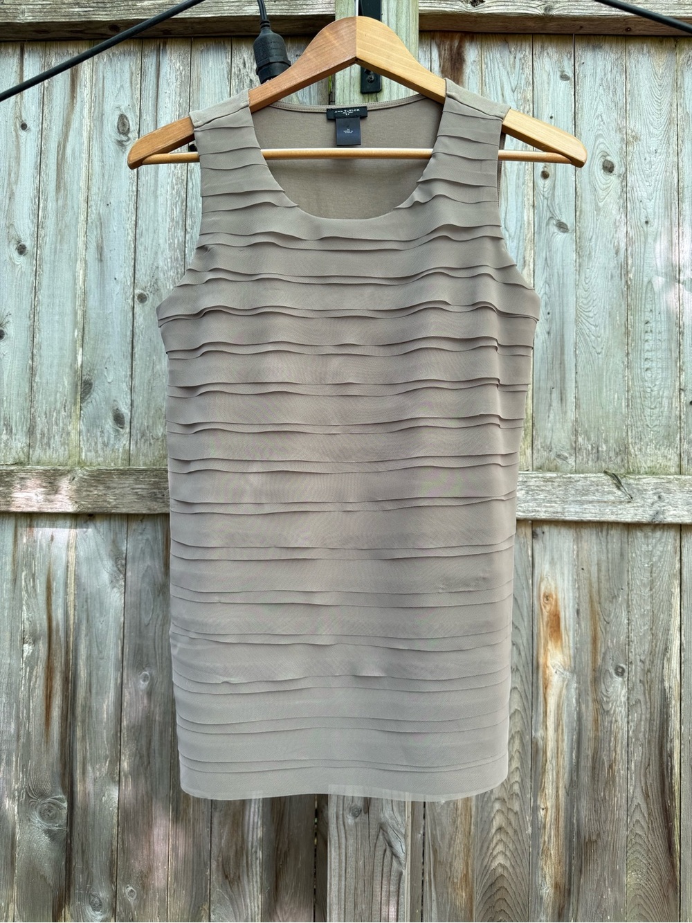 Ann Taylor Taupe Layered Ruffle Tank